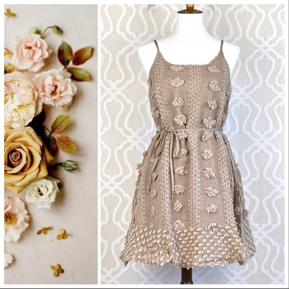 *CLEARANCE* Swiss Dot Taupe Woven Dress - Picture 8 of 8